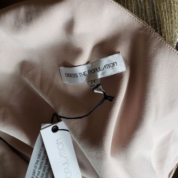 Dress The Population Savanah Metallic One Shoulder Maxi Dress Women's Size 2X - Picture 8 of 11